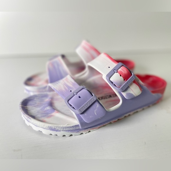 BIRKENSTOCK Arizona EVA Sandals Womens Size 38 (US 7) White Pink Purple Swirls - Picture 3 of 9